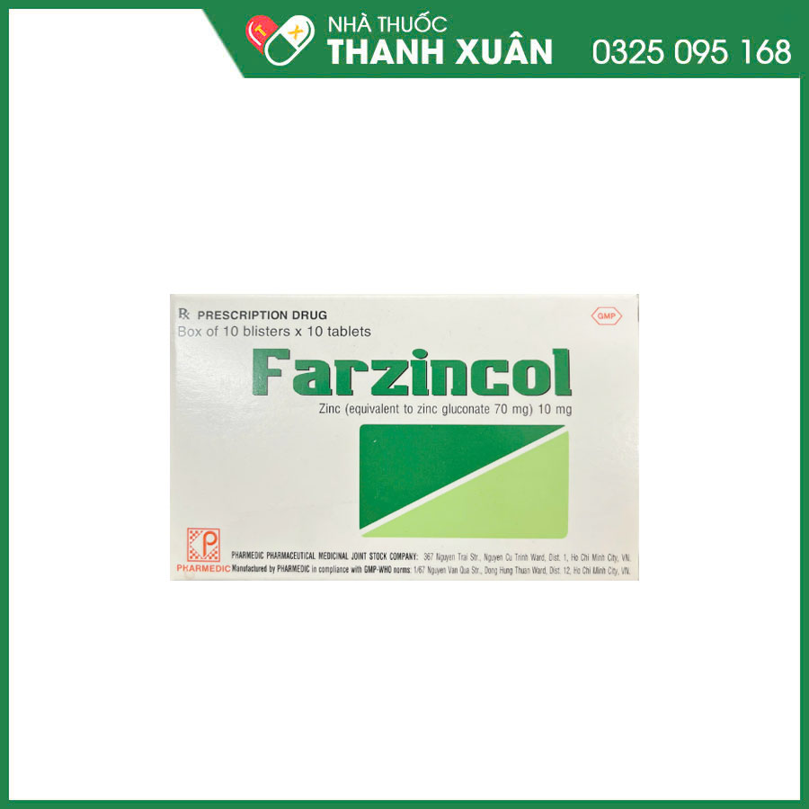 Farzincol thuốc bổ sung kẽm và điều trị thiếu kẽm